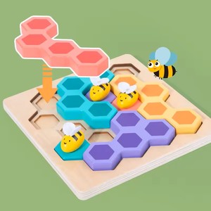 Wudly Montessori Certifié Sûr En Bois Abeille Puzzle Jeu De Logique Éducatif pour Enfants 3 + Années Multi Couleurs Casse-tête - Product Image 2