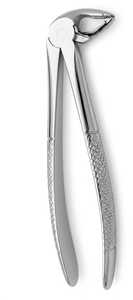 Forceps d'extraction dentaire pour molaires supérieures, à bec large et incurvé, avec poignée texturée en acier inoxydable - Product Image 4