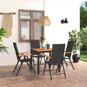 Juego de Comedor de Ratán PE Negro y Marrón Resistente de Tamaño Estándar, Muebles de Patio - Product Image 1