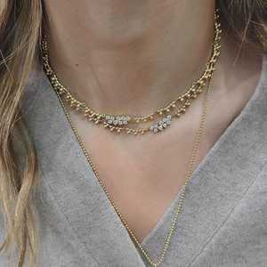 Collares de cadena de bolas con cuentas de diamante, redondos, de lujo, cultivados en laboratorio, únicos para bodas, de 15 pulgadas, para superposición, de oro macizo de 14k y 18k, del fabricante - Product Image 4