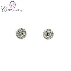 Boucles d'oreilles clous halo en or blanc rose 18 carats AU750 avec diamant naturel 0,18 carat, finition polie, cadeau pour femme pour mariage, fiançailles ou soirée - Product Image 1
