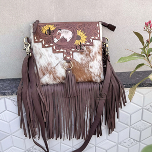 Sac fourre-tout en cuir sculpté à la main avec franges, modèle 2026, vente en gros, sac à main élégant en cuir de vachette multi-usages pour femmes - Product Image 1
