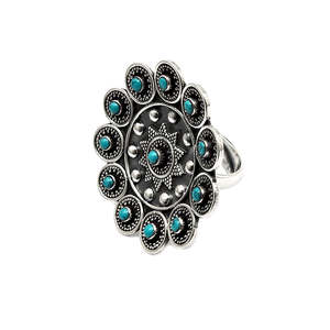 Multi Round Cut Natural Turquoise Gemstone <b>Ring</b> Antique Design Artisan Cocktail <b>Statement</b> <b>Ring</b> Made From 925 Sterling Silver - Product Image 1