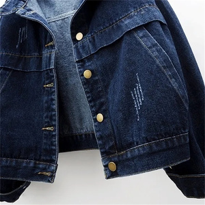 Women Vintage Denim Jacket 2026 Autumn Winter Casual Blue Coat Long Sleeve Turn-<b>down</b> Collar Loose Outwear Fashion Bomber Washed - Product Image 6