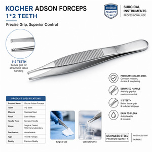 Pince chirurgicale Adson Kocher 12 cm en acier inoxydable, 1x2 dents - Product Image 2