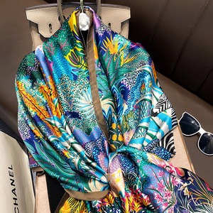 Kneka Printed 100% <b>Silk</b> Casual Square Scarf for Women Multi-Functional Muslim All Seasons Fashion Accessory - Product Image 1