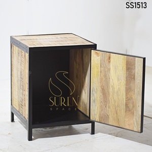 SUREN SPACE SS1513 Indian Rough Mango Aara Rustic Finish Jodhpur Modern Eco-Friendly Solid Wood Bedroom Bedside Nightstand - Product Image 2