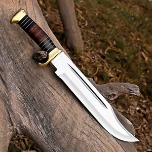 Couteau de chasse et de camping DIY à lame fixe droite en acier au carbone, pointe tombante, avec étui en cuir, fait main, pour activités de plein air - Product Image 6