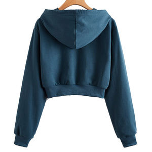Women's Cropped Hoodie Fashion Casual Pullover Long Sleeve Hooded Sweatshirt Trendy <b>Crop</b> <b>Top</b> - Product Image 6