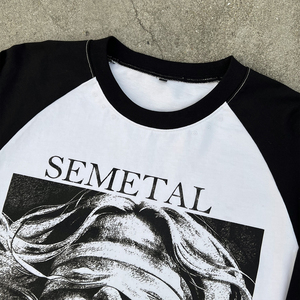 Semetal Men's <b>Raglan</b> Sleeve <b>T</b>-<b>Shirt</b> With Photo Print Contrast Trim Street Style O-Neck Regular Fit Cotton Jersey - Product Image 6