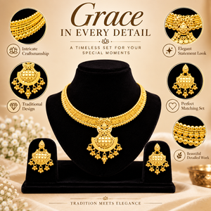 Premium 24K Gold Plated Copper Brass <b>Necklace</b> <b>Set</b> for Women | Traditional <b>Indian</b> Crescent Pendant Matching Earrings Trendy Party - Product Image 5