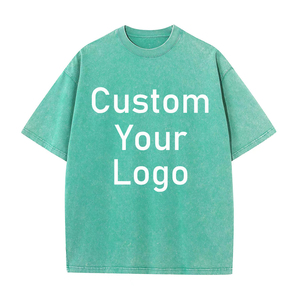 Custom Design Oversized Cotton T-Shirt Men's Short Sleeve O-Neck Casual Streetwear Jersey Knitted Acid Wash Silk Screen Printed - Product Image 3