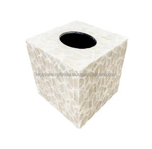 Boîte à mouchoirs artisanale haut de gamme en nacre, avec incrustation décorative en coquillage, couvercle rectangulaire pour salon, chambre et hôtel - Product Image 2