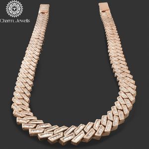 Charm_Jewells Rose Gold Plated Moissanite <b>Statement</b> <b>Necklace</b> Geometric Link Chain Unisex Luxury Jewelry - Product Image 5