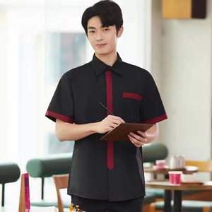 ชุดยูนิฟอร์มพนักงานร้านอาหาร เสื้อเชฟปักโลโก้ แขนสั้น ผ้าโพลีเอสเตอร์/คอตตอน ชุดทำงานสำหรับพนักงานเสิร์ฟ พนักงานเสิร์ฟหญิง และทีมครัว - Product Image 4