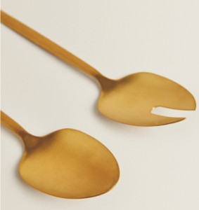 Elegant Golden Metal <b>Salad</b> Server with Hammered Design Handle (Pack of 2) <b>Salad</b> <b>Tool</b> - Product Image 4