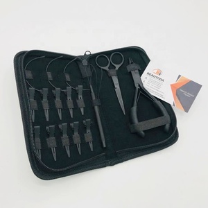 Đen Matte Rắn Thép Không Gỉ Biểu Tượng Tùy Chỉnh Tóc Con Người Mở Rộng Công Cụ Kit Set/Tốt Nhất Bán Tóc Mở Rộng Kit - Product Image 2