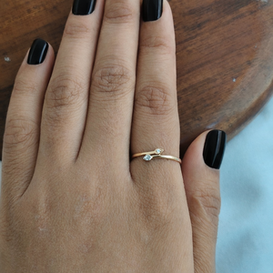 Namivaa Leaf Bypass <b>Ring</b> Minimalist Nature Inspired <b>Open</b> Band Women Wedding Party Daily Wear Gift High Polish Micro Insert - Product Image 5