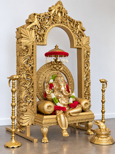 Idole Vinayaka de luxe finition dorée pour décoration de mariage – Achetez un Ganesha traditionnel du sud de l'Inde pour l'entrée de la salle de convention aux États-Unis - Product Image 2