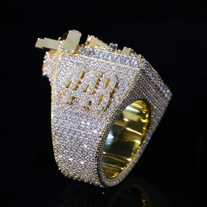 Anillo para Hombre RB Gems Hip Hop Iced Out, Chapado en Oro de 14K, con Diamantes Cultivados en Laboratorio y Moissanita de Corte Brillante, Certificado - Product Image 3