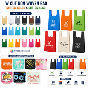 W Cut Non Woven High Quality <b>Recycled</b> Shopping Carry <b>Bag</b> 20x26Cm Custom Logo Color Design Eco Friendly Reusable <b>Bags</b> Wholesale - Product Image 4