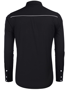 Chemise Western Noire Brodé pour Homme, Coupe Slim, Boutons Pression Perlés, Col Passepoilé, Manches Longues Contrastantes, Idéale pour Spectacles Scéniques - Product Image 6