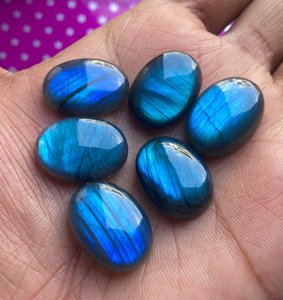 Pierre précieuse ovale en labradorite bleue naturelle, cabochon, pierre non montée pour la création de bijoux, fournisseur en gros de bijoux faits à la main - Product Image 1