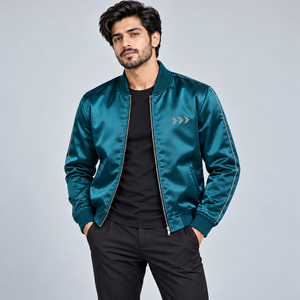 Chaqueta de Satén con Pedrería para Hombre, Diseño de Lujo, Decoración Brillante con Cristales, Chaqueta Bomber Elegante, Moda Hip Hop, Ropa Urbana de Lujo - Product Image 1