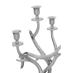 Candélabre élégant en argent en forme de bois de cerf, porte-bougie à 3 branches en métal avec base en marbre, centre de table de luxe pour mariage, décoration de table - Product Image 4