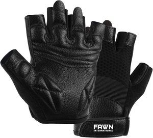 Guantes de Gimnasio de Silicona Negros Fawn International con Cierre de Cordones, Duraderos, Antideslizantes, Protección para la Palma, Unisex, para Levantamiento de Pesas, Personalizables - Product Image 1