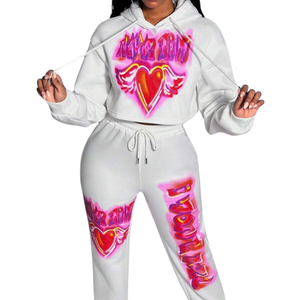 Conjuntos Deportivos Unisex Personalizados con Bordado, Sudadera con Capucha Rosa de Felpa Francesa con Cierre, Traje Deportivo para Mujer - Product Image 3