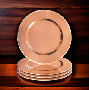 Assiettes décoratives de mariage en acier inoxydable or rose 13 pouces assiettes de présentation en acrylique de récif d'or pour réglage de table vente en gros - Product Image 4