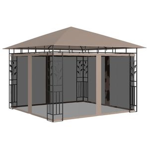 Gazebo Taupe 9.8 X 9.8 X 9 con Zanzariera, Tenda e Pergola 0.6 Oz/ft2 - Product Image 1