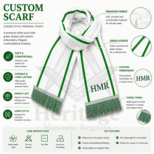 Greek Apparel Alpha Kapa Heritage Masonic Regalia Women White Green Acrylic Blend Warm Windproof Mid-Length Knit Scarf - Product Image 5