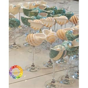 Gobelet en verre coquillage vintage, coupe décorative pour centre de table de mariage, fête sur la plage, événement, décoration de restaurant côtier - Product Image 1