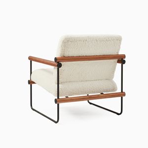 Modern Sherpa Living Room <b>Chair</b> with Metal Legs and Wood Arms Solid Back Leisure <b>Chair</b> for Indoor Use - Product Image 4