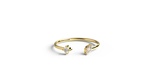 Anillo de Oro de 18K de Lujo con Diamantes, Diseño Abierto Toi Et Moi, Banda Dividida Redonda Marquise, Anillo Minimalista Apilable, Joyería Fina para Mujer - Product Image 1