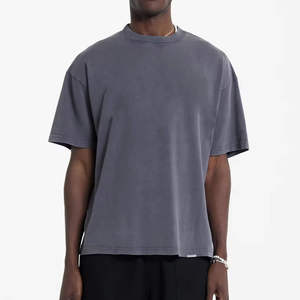 เสื้อยืดผู้ชายผ้าฝ้าย 100% ทรงหลวม พิมพ์ลาย เสื้อยืดคอตตอนโอเวอร์ไซส์สำหรับผู้ชาย ทรงบ็อกซี่ฟิต ล้างสีแบบแอซิด ไหล่ตก แบบเรียบ - Product Image 1