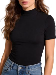 Camiseta de punto acanalado ajustada y elegante para mujer, cuello redondo, ropa de trabajo, ropa interior básica, manga corta, esenciales de verano - Product Image 3