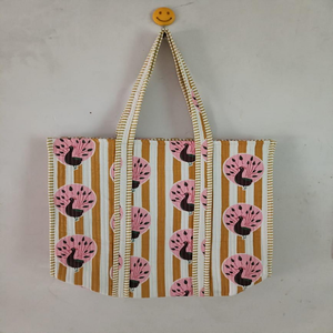 Bolsa de Mano Ecológica de Algodón Acolchado, Color Sólido, Abierta, Reutilizable, para Compras, Viajes - Product Image 1