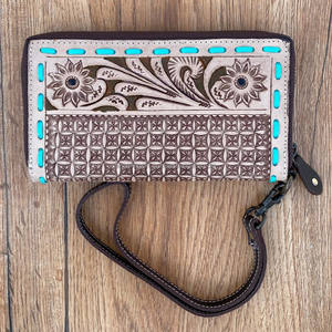Cartera tallada a mano, funda de teléfono de embrague, elegante Cartera de pulsera de cuero genuino, multiusos, nuevo diseño, carteras occidentales - Product Image 3