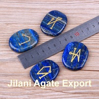 Penjualan Panas Set Reiki Malaikat Agung Jilaniagate 4pcs Pola Oval Batu Permata Lapis Lazuli Kristal Feng Shui Kerajinan Ukiran Timbul