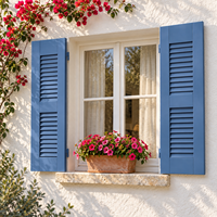 Volets extérieurs en bois massif bleu à lamelles fixes, tailles personnalisées pour la décoration des maisons de style européen, volet en bois massif