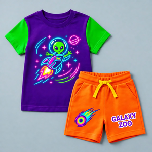 Conjunto de Ropa Casual Ligera para Niños, Camiseta y Pantalones Cortos, para Uso Diario en Verano, Dos Piezas, Talla Personalizada, Hecho a Pedido - Product Image 3
