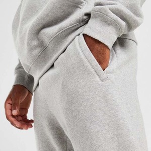 Survêtement gris à capuche pour homme, coupe droite, couleur unie, décontracté, avec poches latérales, pour l'automne, 100 % coton respirant - Product Image 4