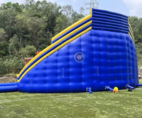 Toboggan aquatique gonflable commercial géant avec piscine et glissades en spirale, jouets gonflables