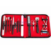Ensemble professionnel de manucure et pédicure en acier inoxydable de luxe, 18 en 1, kit complet de soin des ongles et des pieds, étui à fermeture éclair rouge, qualité A+