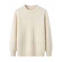Pull pour homme en laine mélangée, épais et texturé, couleur crème blanc cassé, col rond, manches longues, chaud et pur.