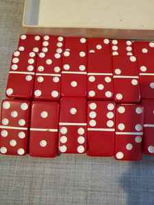 Jeu de dominos rouges double six en résine, pièces de jeu à motif circulaire, objet d'art et de collection - Product Image 3