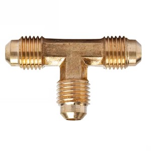 Conector en T de latón con rosca macho inversa para tuberías de gas, tipo flare (AOL-170) - Product Image 5